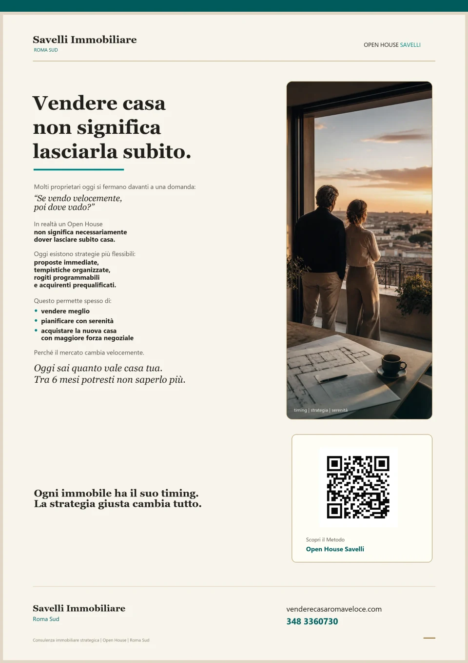 Flyer Open House Savelli vendere casa senza lasciarla subito a Roma Sud