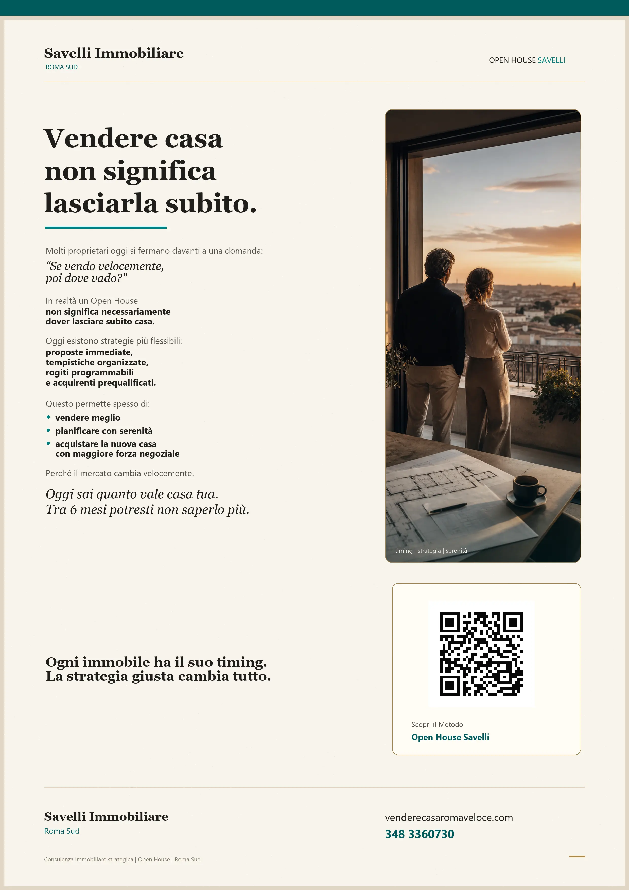 Flyer Open House Savelli vendere casa senza lasciarla subito a Roma Sud
